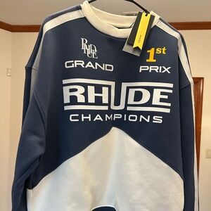 Men’s RHUDE champion, crewneck sweatshirt size small fits, medium NWT